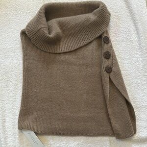 Side Button Short Poncho TAUPE